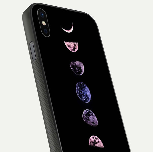 Crimson All Planets Glass Case for iPhone Xs close-up highlighting planet details and reflection polish