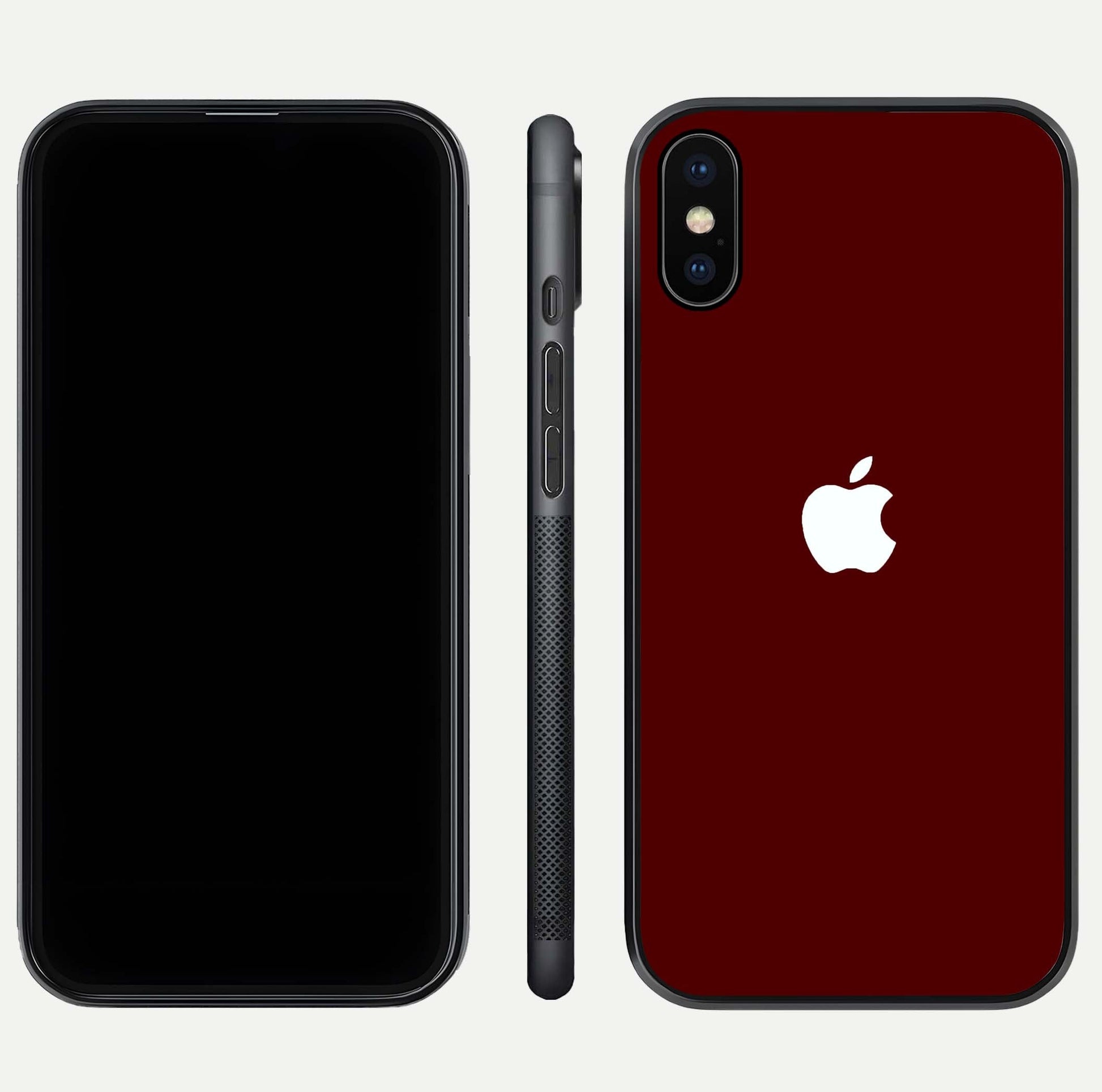 Apple Crimson Core Glass Case for iPhone Xs dual-view layout displaying smooth edges and strong protection build