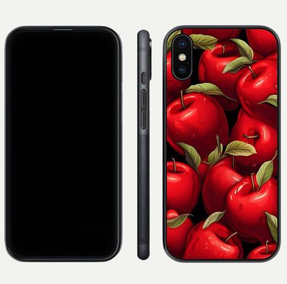 Apple Pattern Glass Case for iPhone Xs front and back layout highlighting clean lines and protective glass finish