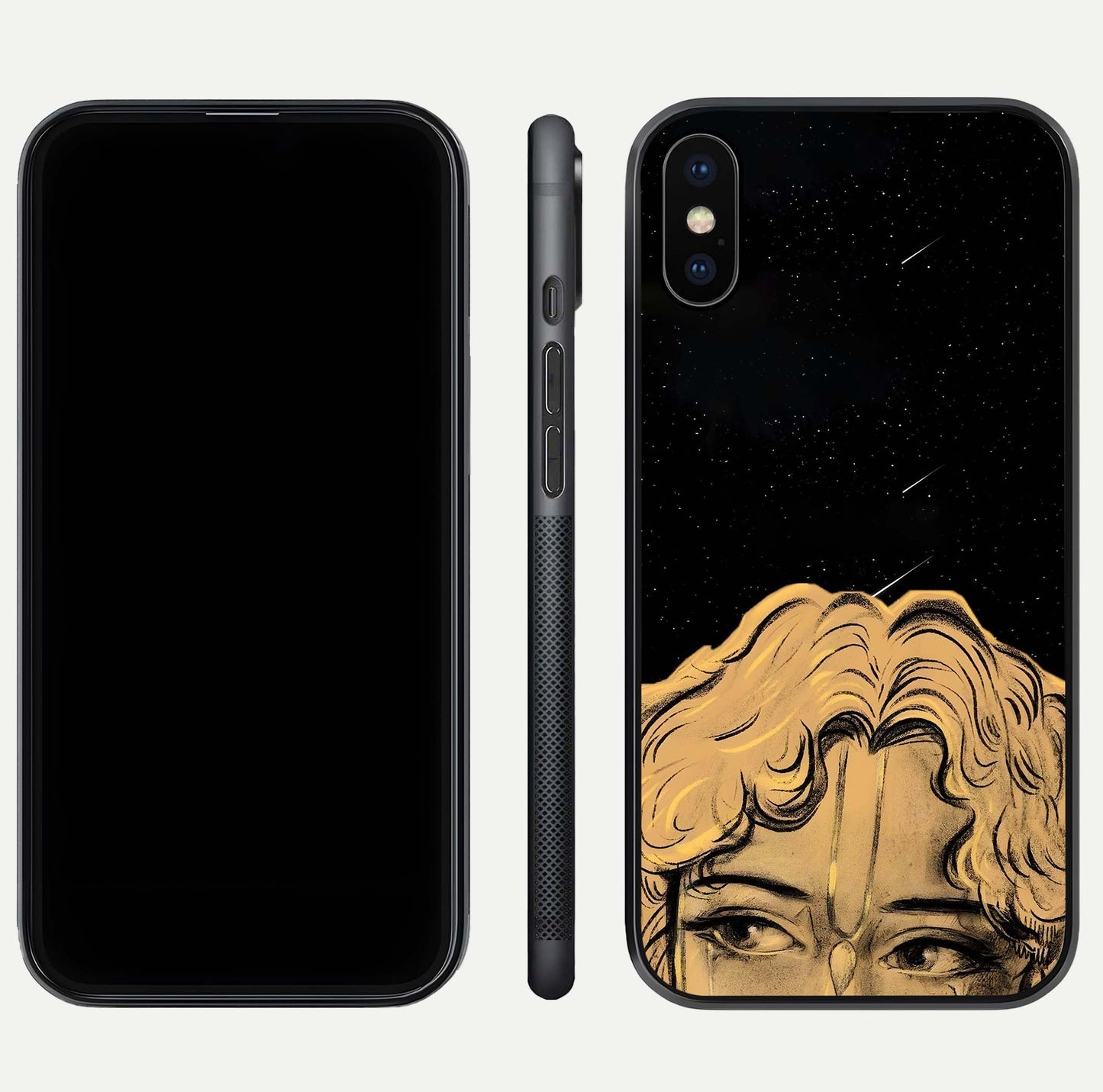 Celestial God’s Plan Glass Case for iPhone Xs front & back layout showing smooth finish and spiritual art