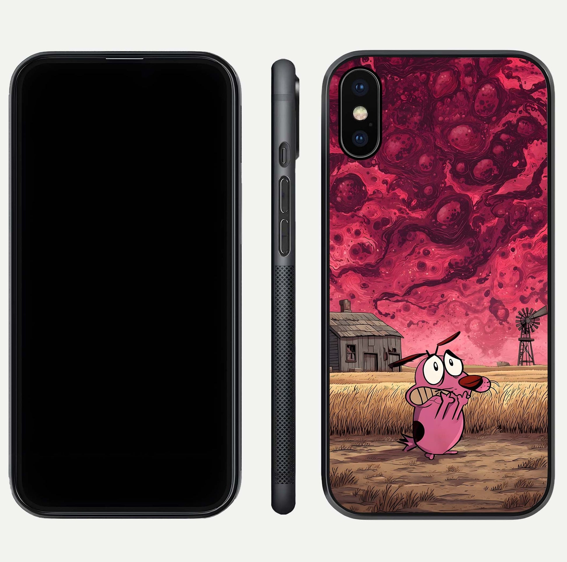 Courage Under Sky Glass Case for iPhone Xs dual-view layout displaying text alignment and glass finish