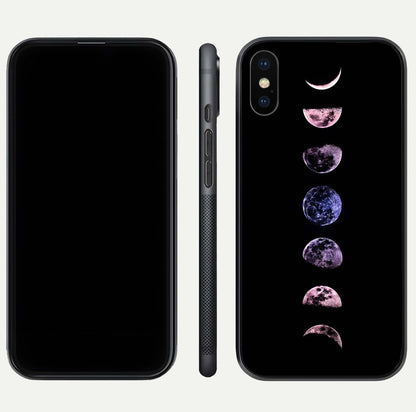 Crimson All Planets Glass Case for iPhone Xs dual-view layout displaying crimson tones and curved edges