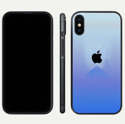 Gradient Apple Vibe Glass Case for iPhone Xs front and back view layout highlighting minimalist Apple design and curved edges
