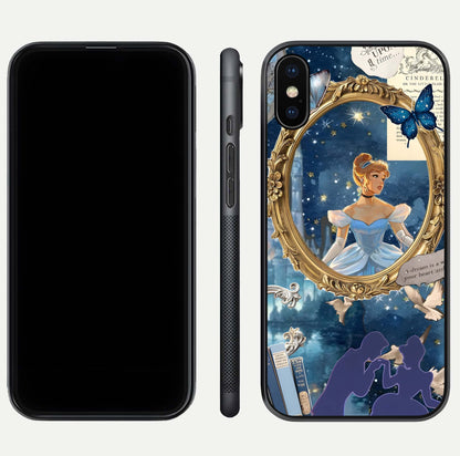 Midnight Queen Glass Case for iPhone Xs front & back layout displaying regal tones and smooth edges
