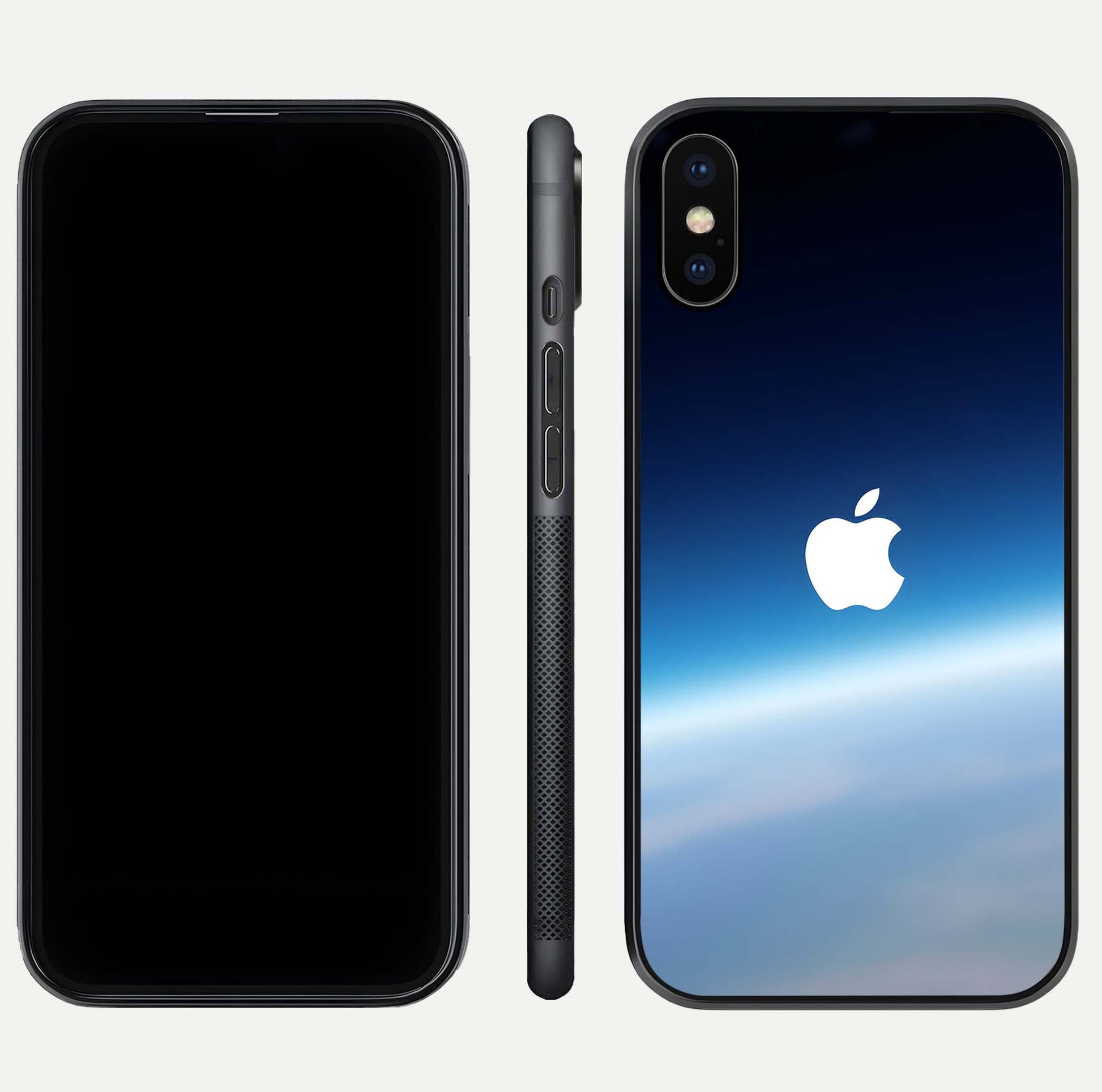 Minimal Apple Sky Glass Case for iPhone Xs front & back layout with clean tone and minimal finish