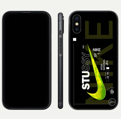 Neon Street Edition Glass Case for iPhone Xs front & back layout highlighting street art vibe and edges