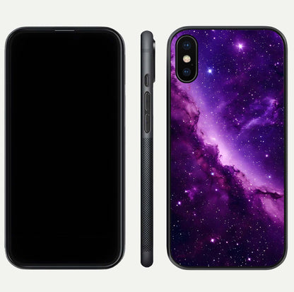 Purple Shade Sky Glass Case for iPhone Xs front & back layout showing HD tones and clean glass edges