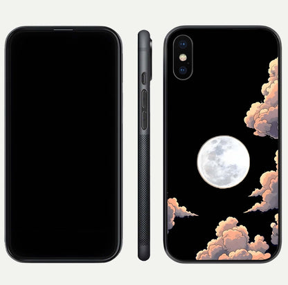 Shade Cloud Moon Glass Case for iPhone Xs front & back layout showing soft gradient tones and edges