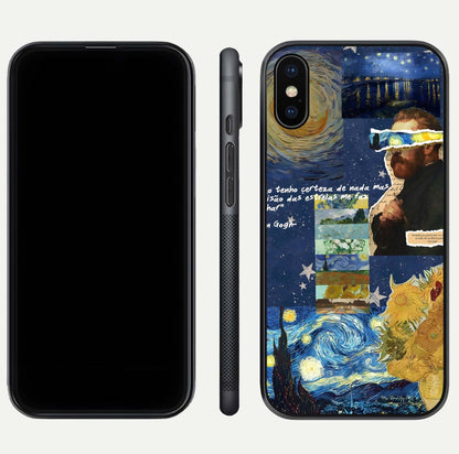 Starry Dream Vision Glass Case for iPhone Xs front & back layout showing star blend and smooth edges