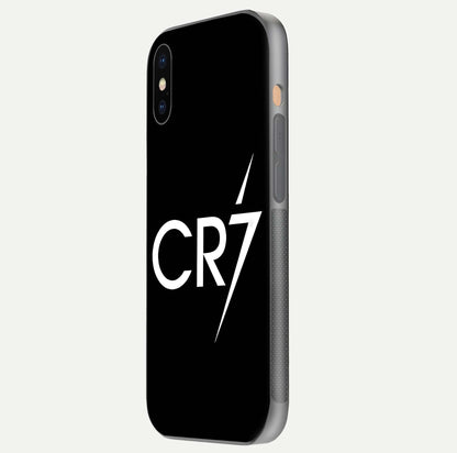 CR7 Elite Strike Glass Case for iPhone Xs side-angle image showing polished edges and vibrant design