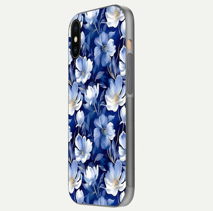 Cute Floral Patterns Glass Case for iPhone Xs side-angle image showing polished surface and gloss tone