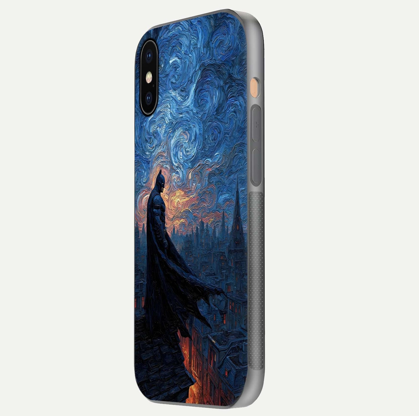 Dark Knight Dusk Glass Case for iPhone Xs side-angle image capturing reflection shine and bold contrast