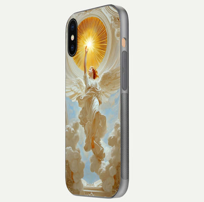 Divine Light Angel Glass Case for iPhone Xs side-angle image capturing reflection shine and edge finish