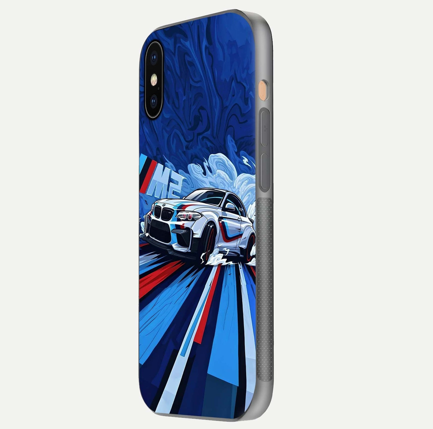 Drift Power Rush Glass Case for iPhone Xs side-angle image capturing reflection glow and smooth curve