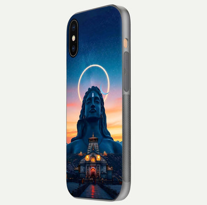 Eternal Shiva Aura Glass Case for iPhone Xs side-angle image showing reflection clarity and rich tone