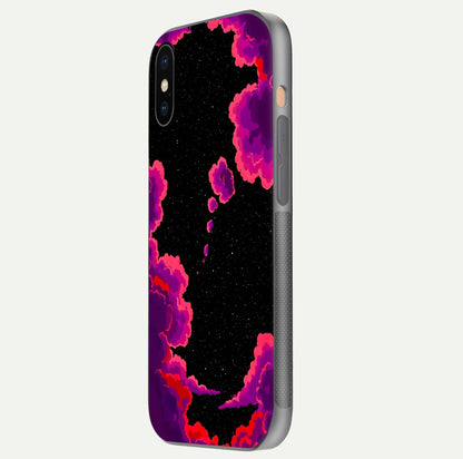 Galaxy Dream Frame Glass Case for iPhone Xs side-angle image showing reflection light and premium finish