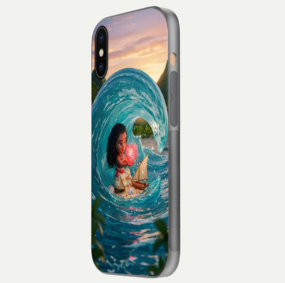 Heart of Ocean Glass Case for iPhone Xs side-angle image showing reflection clarity and deep ocean texture