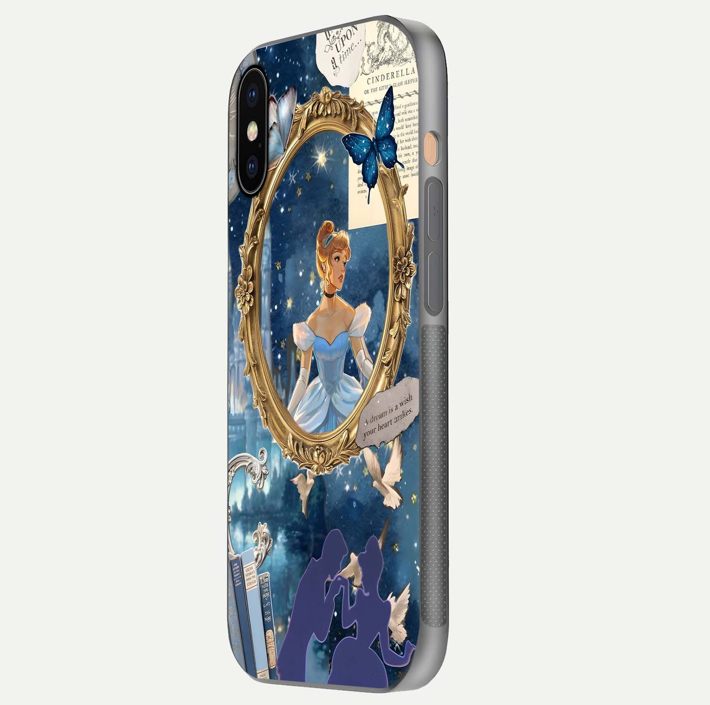 Midnight Queen Glass Case for iPhone Xs side-angle image showing reflection brightness and elegant tone
