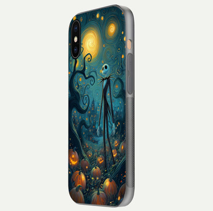Pumpkin Moonlight Tale Glass Case for iPhone Xs side-angle image showing glow texture and Halloween vibe