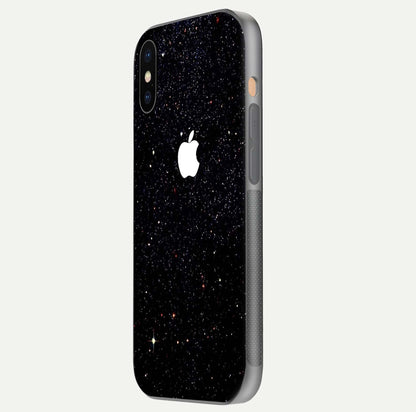 Starry Apple Galaxy Glass Case for iPhone Xs side-angle image showing gloss and star pattern detail