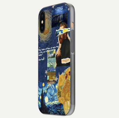 Starry Dream Vision Glass Case for iPhone Xs side-angle image showing reflection and cosmic gradient tones