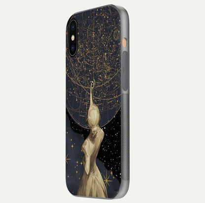 Taylor Swift Girl Glass Case for iPhone Xs side-angle image showing glossy surface and color tone
