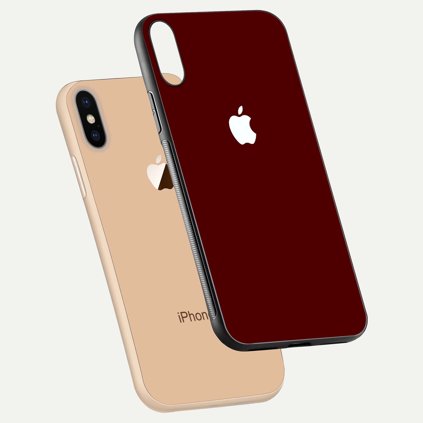Apple Crimson Core Glass Case for iPhone Xs floating mockup with red-gloss effect and metallic Apple design