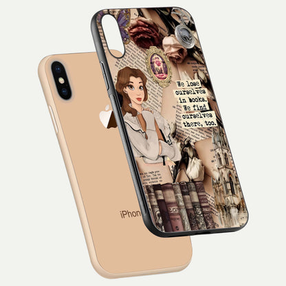 Bookish Dream World Glass Case for iPhone Xs floating mockup capturing gloss shine and artistic balance