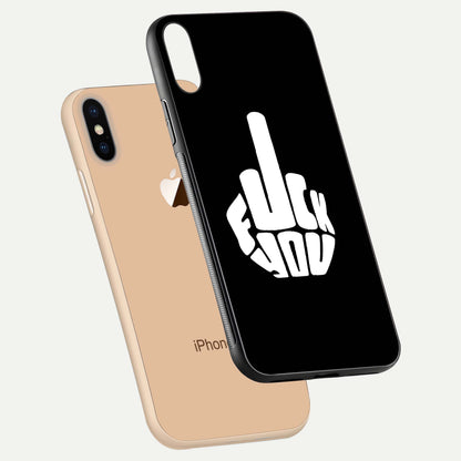Rebel Mode On Glass Case for iPhone Xs floating dual-view mockup displaying gloss shine and statement art