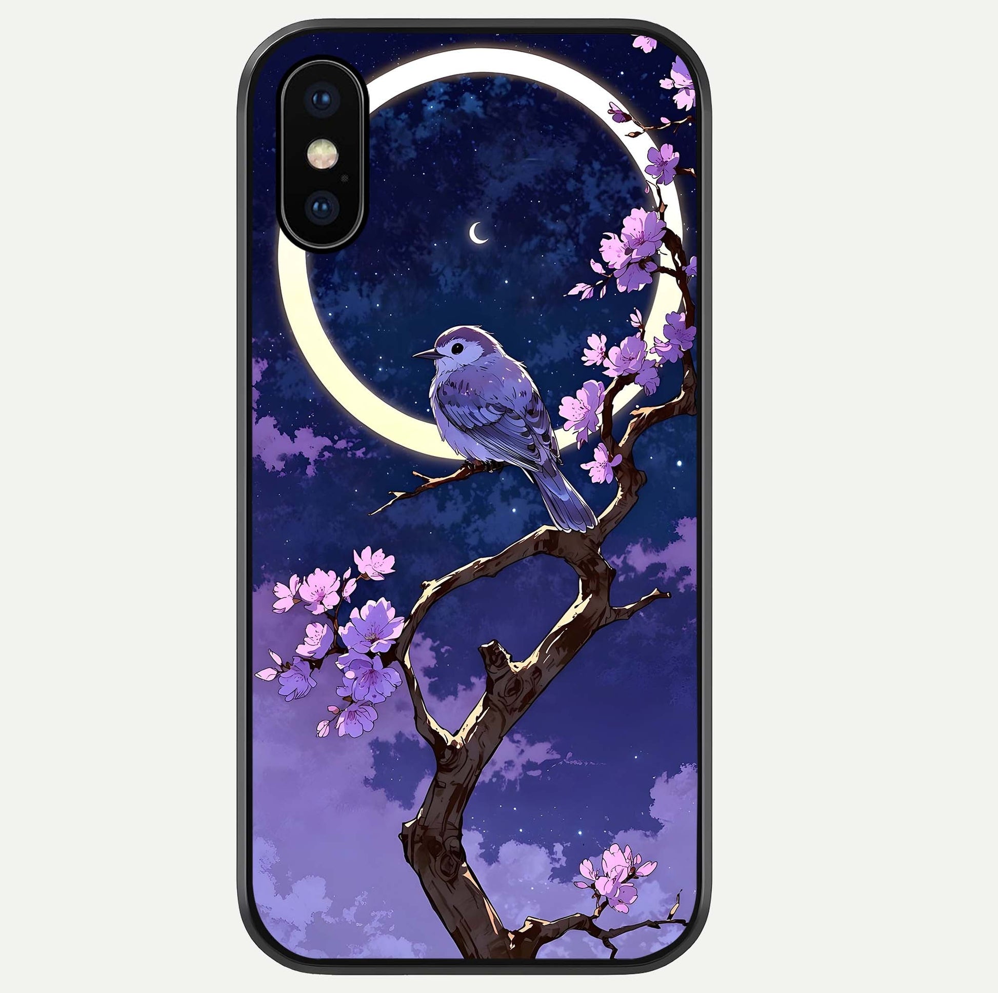 Celestial Bird Blossom Glass Case For iPhone Xs Max by Custom World