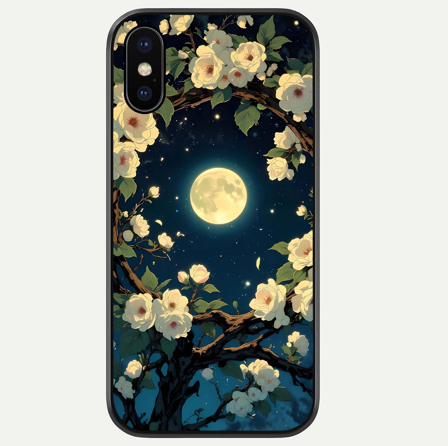 Celestial Moon & Flower Glass Case For iPhone Xs Max by Custom World