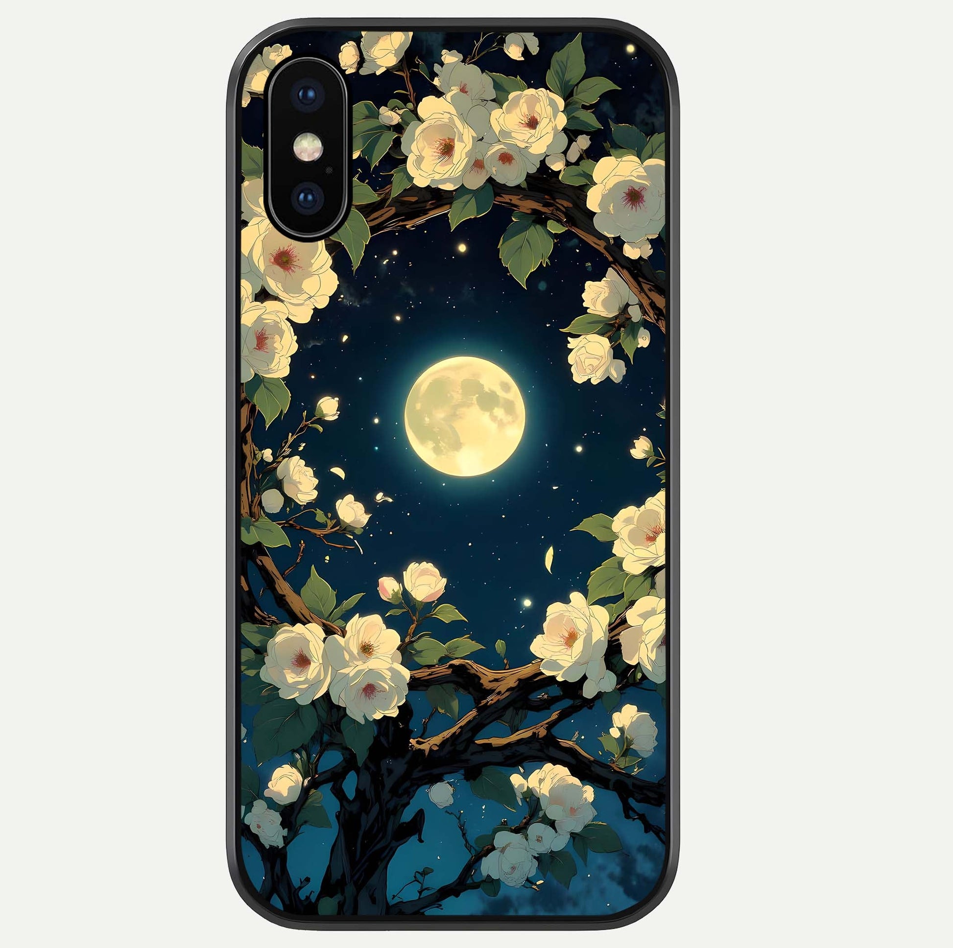 Celestial Moon & Flower Glass Case For iPhone Xs Max by Custom World
