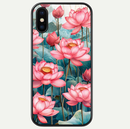 Celestial Pink Lotus Glass Case For iPhone Xs Max by Custom World