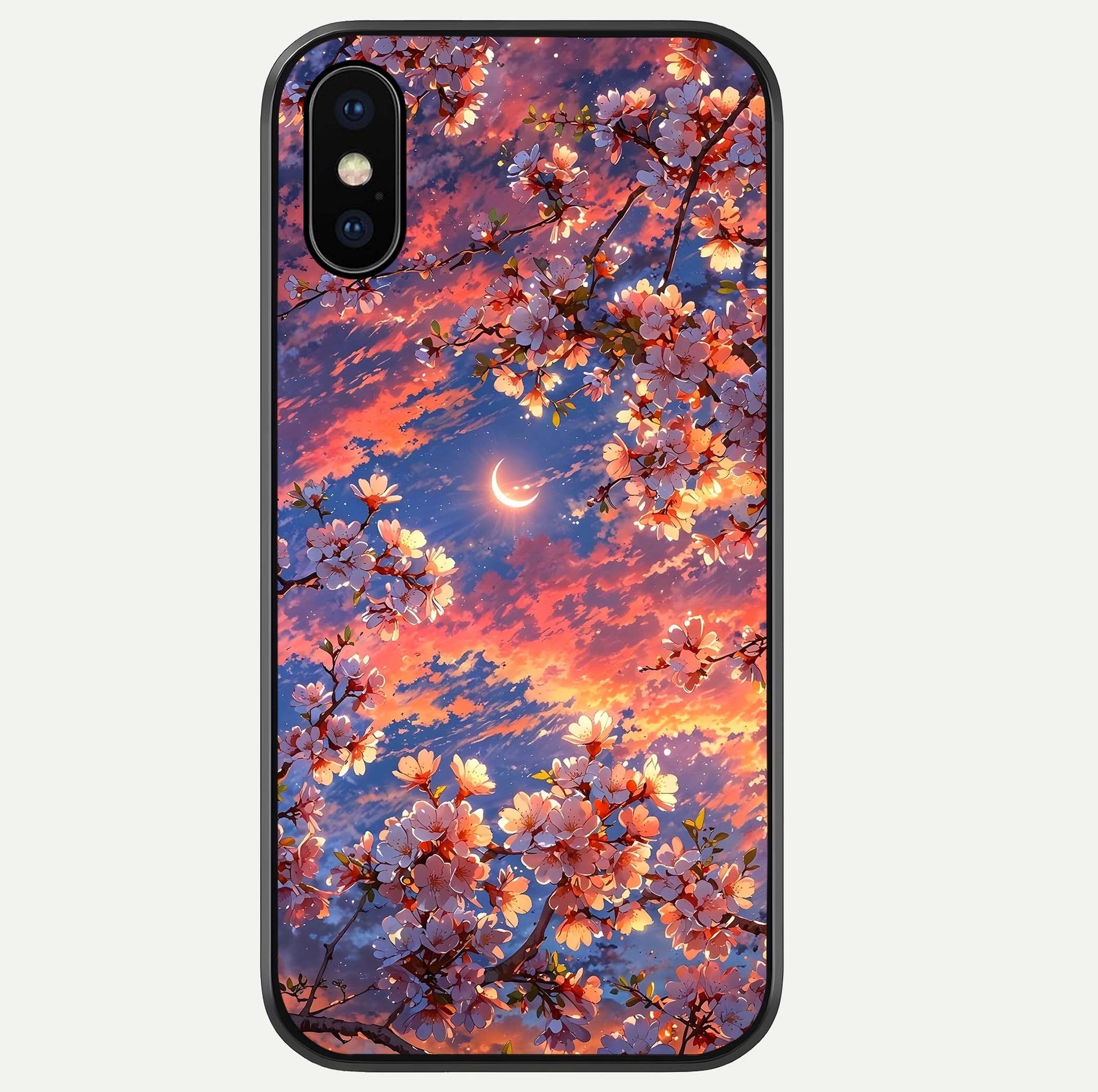 Celestial Sakura Sunset Glass Case For iPhone Xs Max by Custom World
