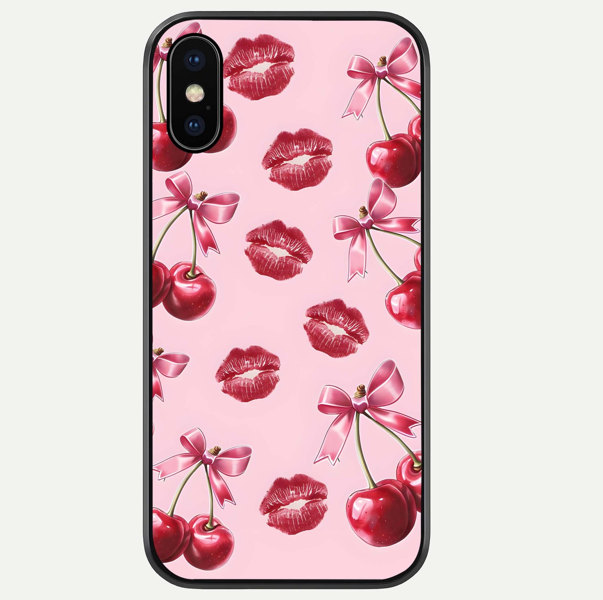 Cherry With Lips Glass Case For iPhone Xs Max by Custom World