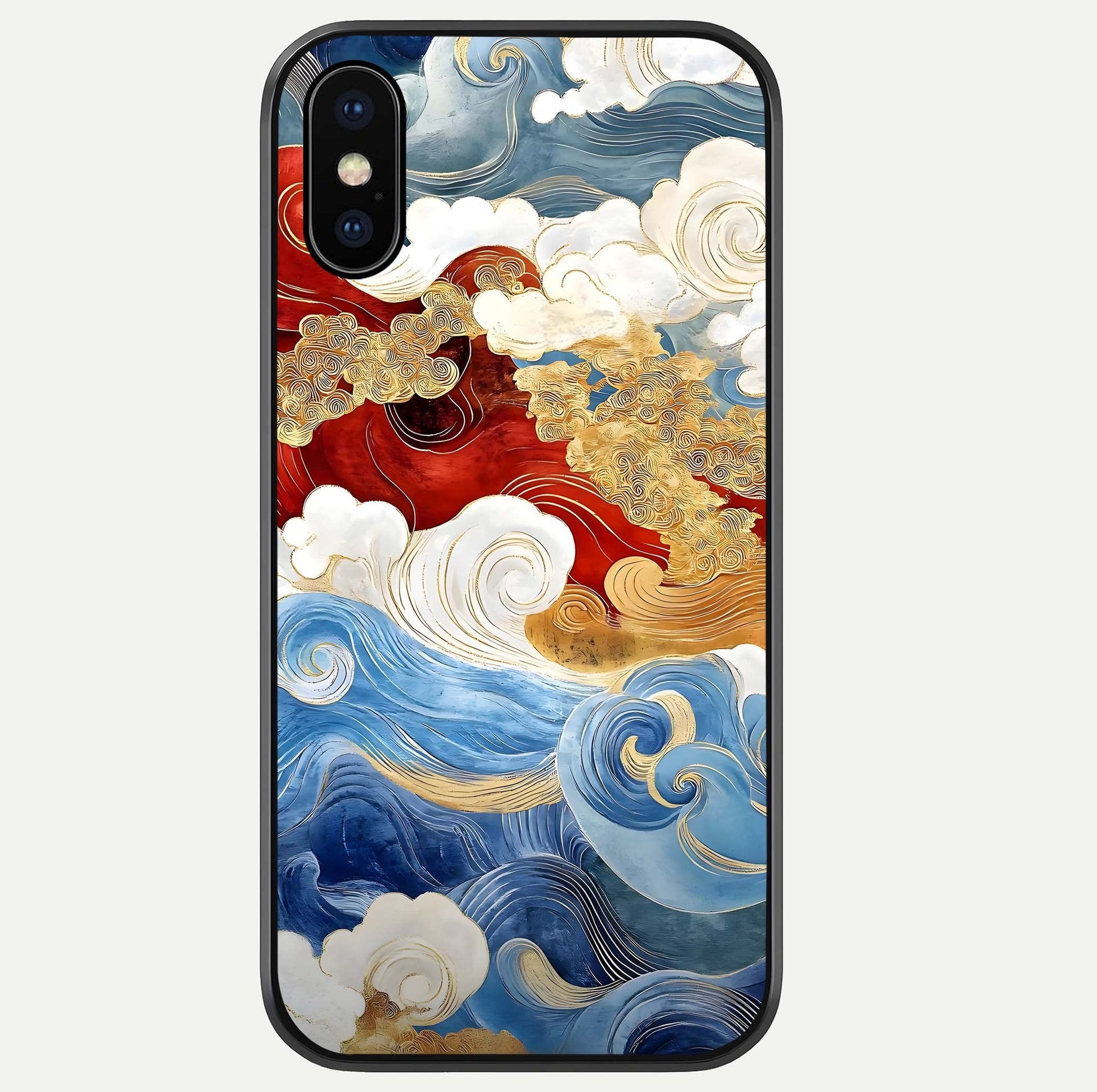 Colored Waves Glass Case For iPhone Xs Max by Custom World