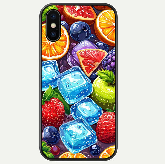 Colorful Fruits With Ice Glass Case For iPhone Xs Max by Custom World