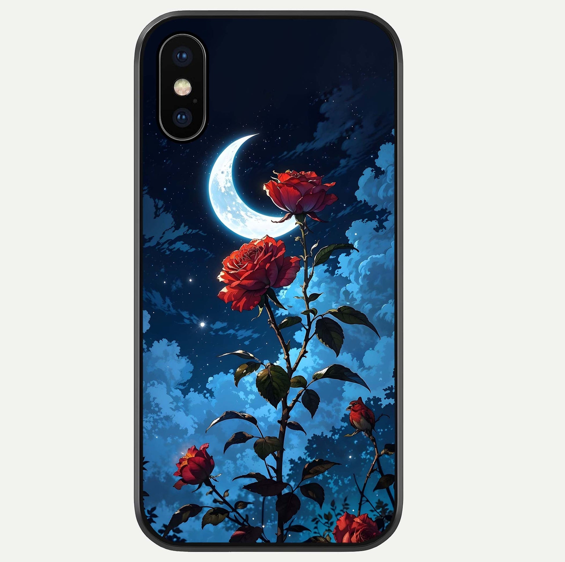 Crimson Rose Moon Glass Case For iPhone Xs Max by Custom World