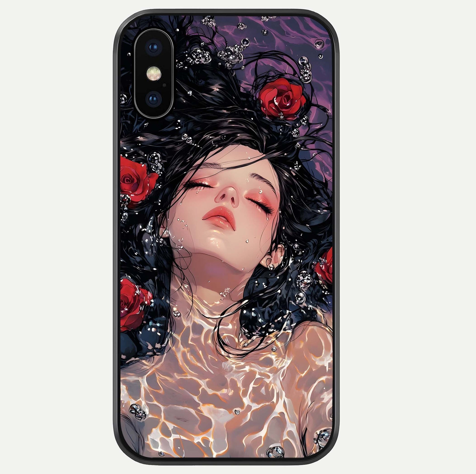 Crimson Rose Serenity Glass Case For iPhone Xs Max by Custom World