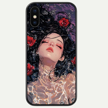 Crimson Rose Serenity Glass Case For iPhone Xs Max by Custom World