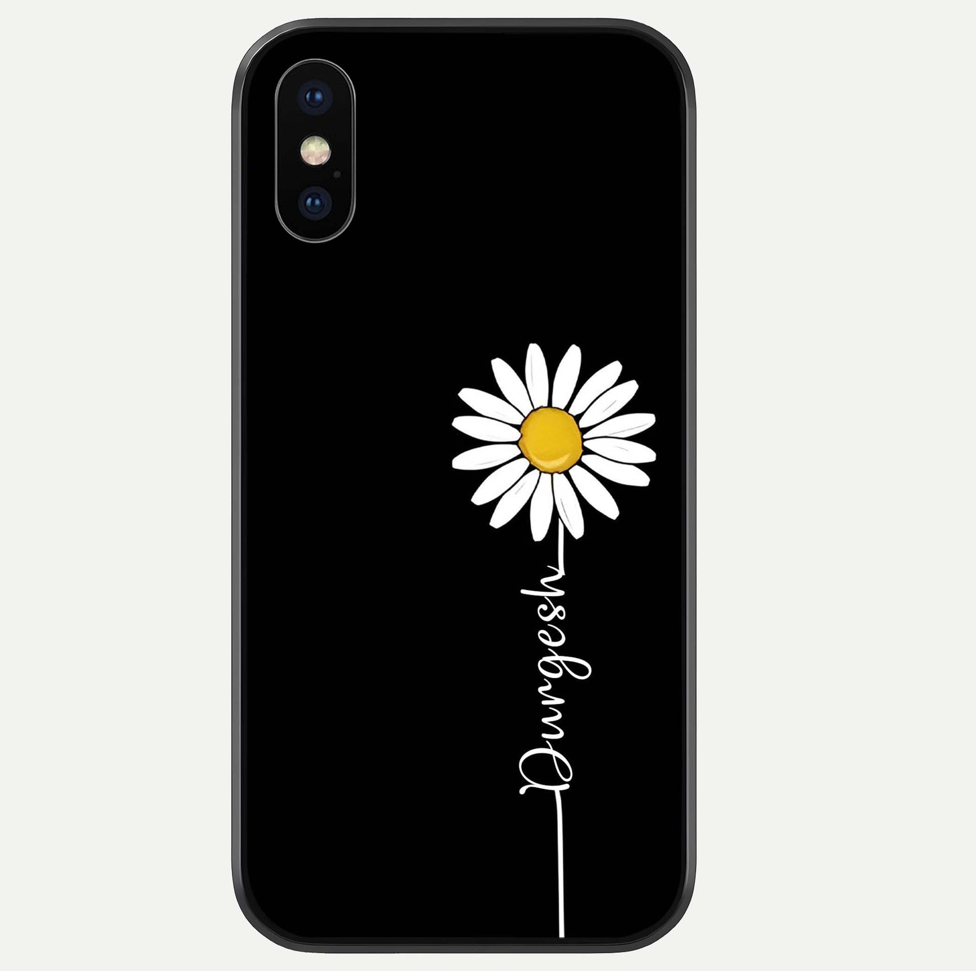 Custom Name White Flower Glass Case For iPhone Xs Max by Custom World