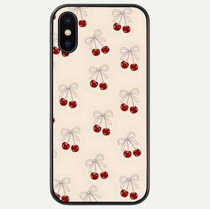 Cute Cherry Pattern Glass Case For iPhone Xs Max by Custom World