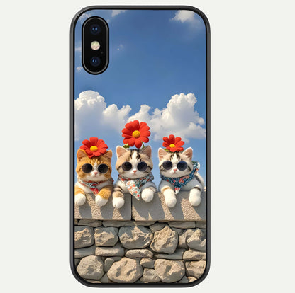 Floral Kitty Squad Glass Case For iPhone Xs Max by Custom World