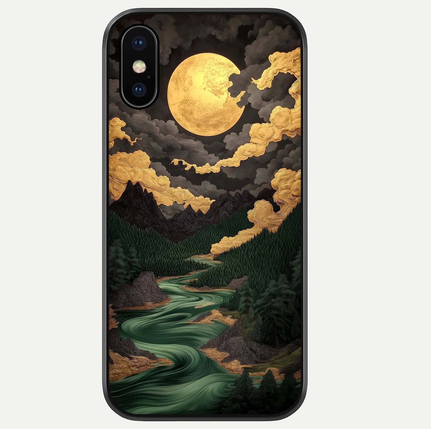 Golden River Moon Glass Case For iPhone Xs Max by Custom World