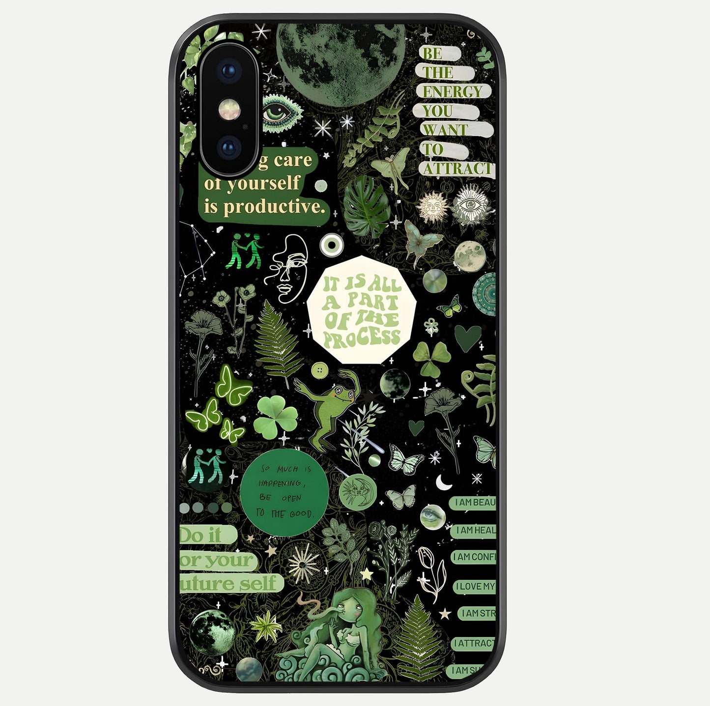 Green Moon Energy Glass Case For iPhone Xs Max by Custom World