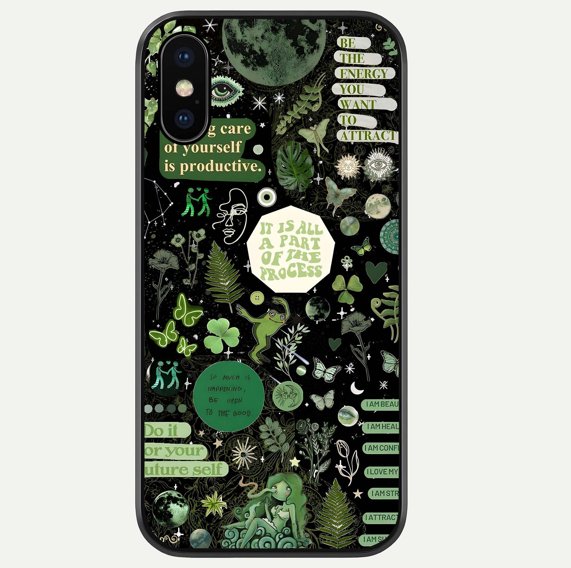 Green Moon Energy Glass Case For iPhone Xs Max by Custom World