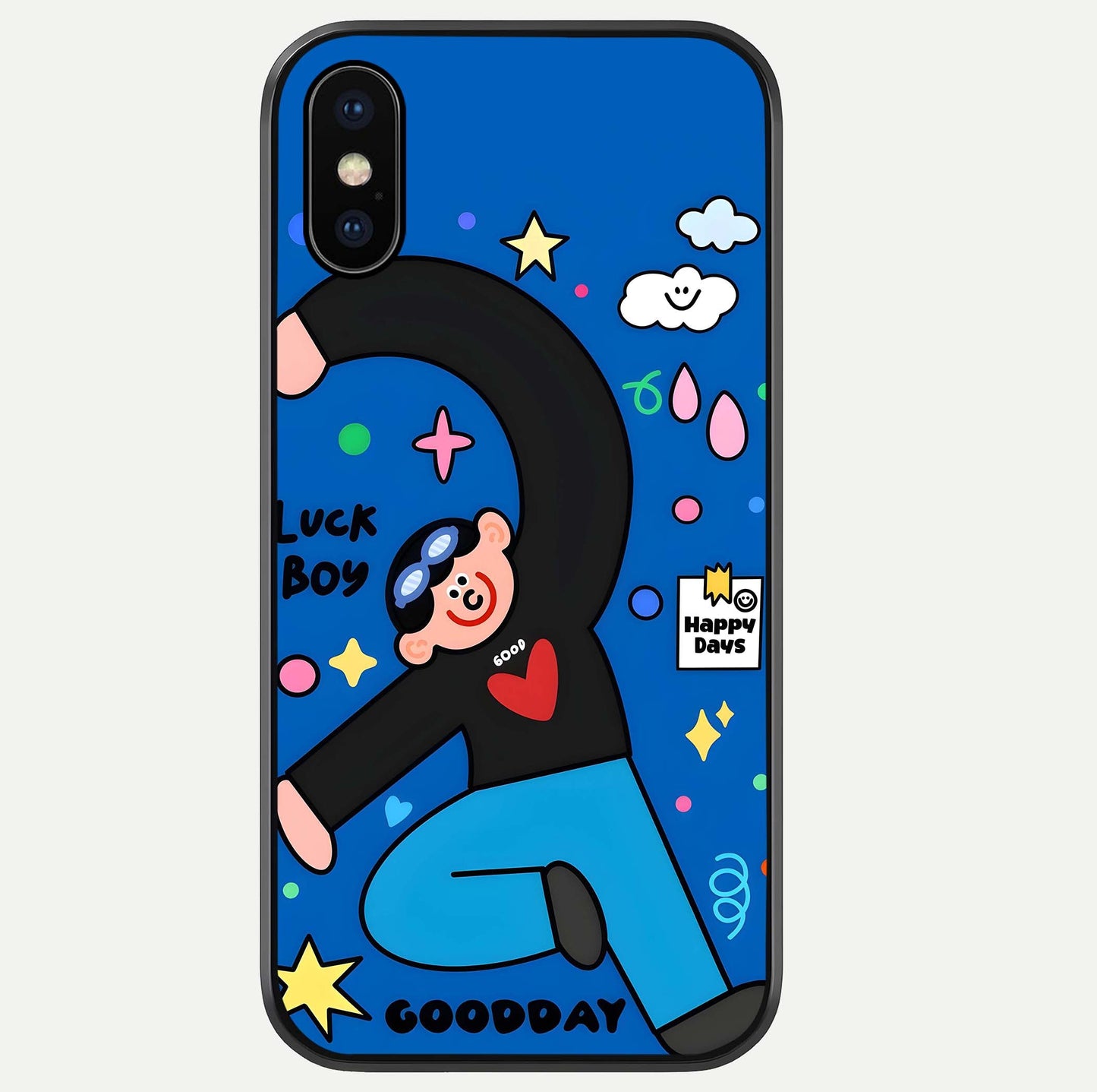 Happy Luck Vibe Glass Case For iPhone Xs Max by Custom World