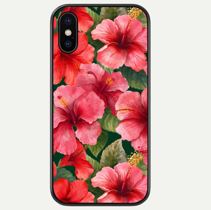 Hibiscus Pattern Glass Case For iPhone Xs Max by Custom World