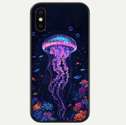 Neon Jellyfish Glass Case For iPhone Xs Max by Custom World