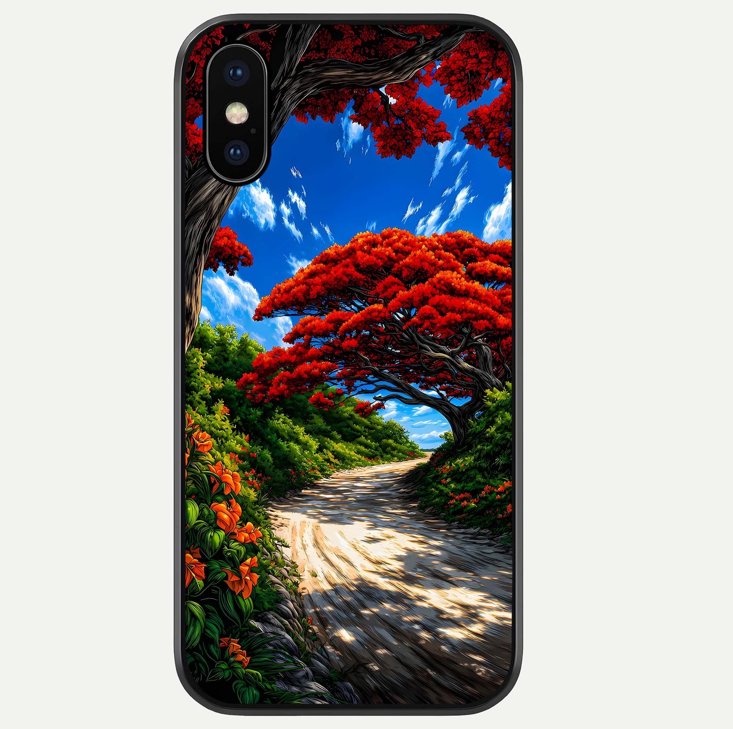 Red Trees Pathway Glass Case For iPhone Xs Max by Custom World